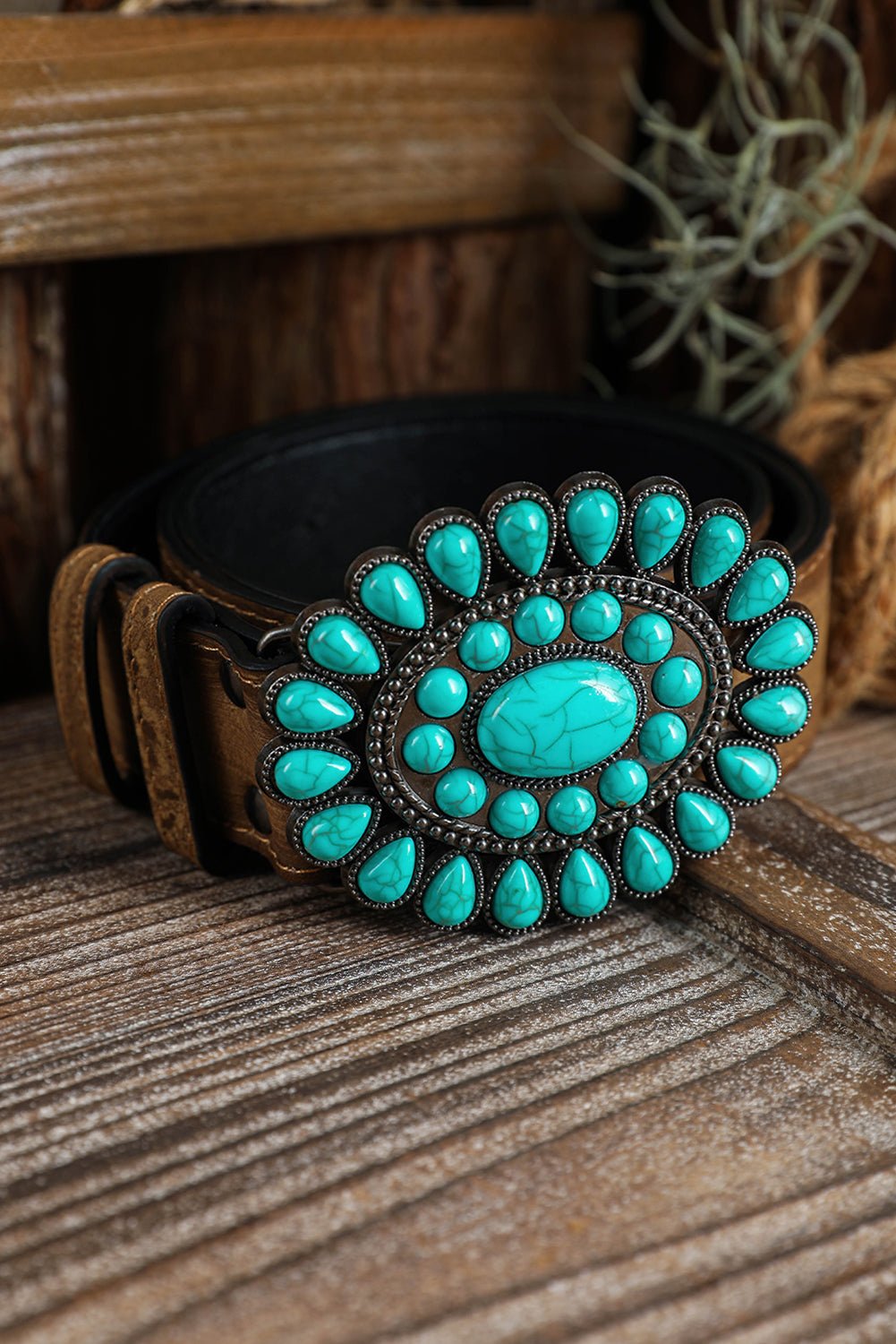Western Turquoise Decor Retro Wide Belt - Rustic Avenue