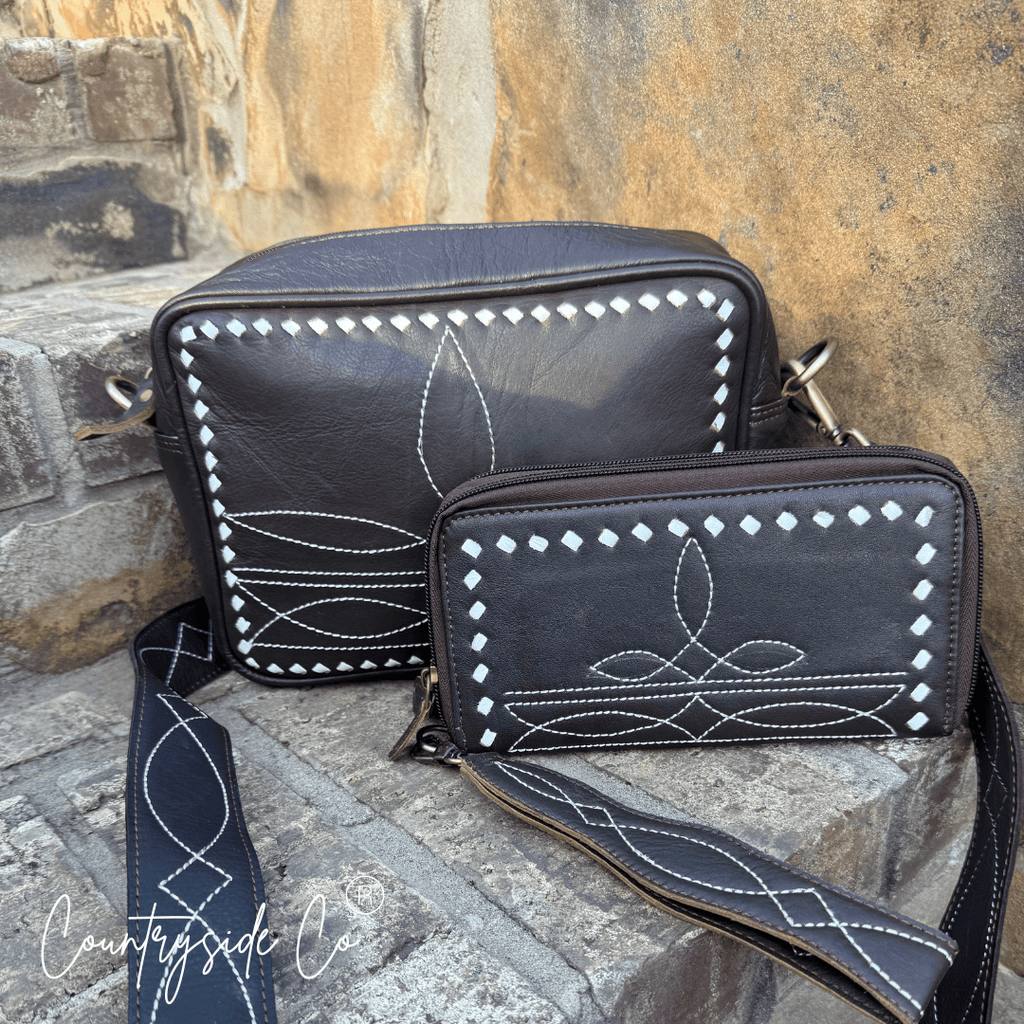 Boot Stitch Genuine Leather Purse - Rustic Avenue