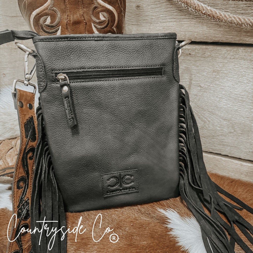 Stockyard Checkered Cowhide Fringe Purse - Rustic Avenue