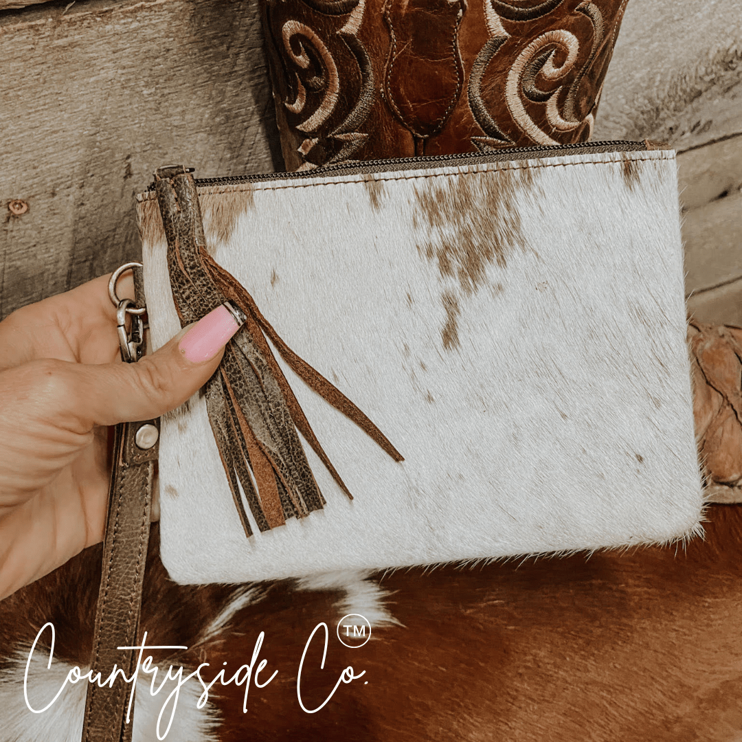 Colette Cowhide Wristlet - Rustic Avenue