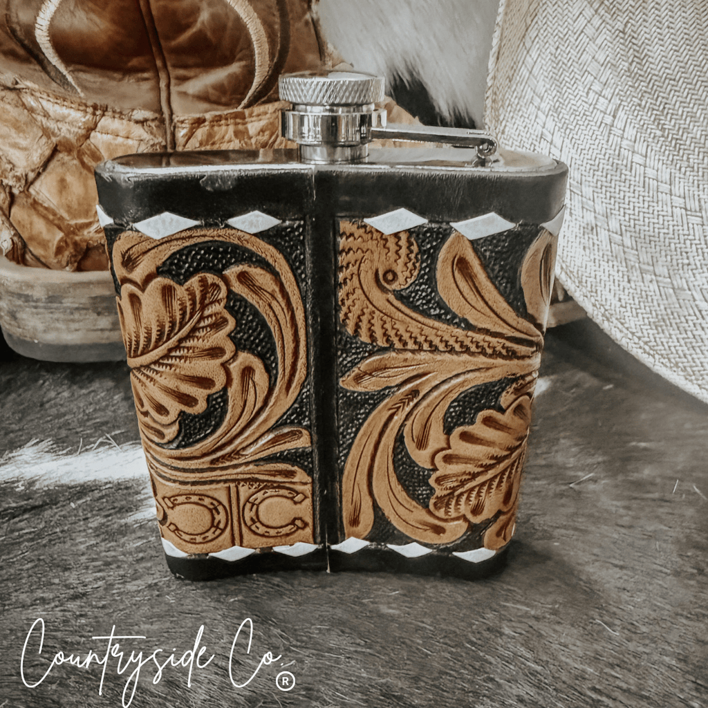 Legend Tooled Leather Flask - Rustic Avenue