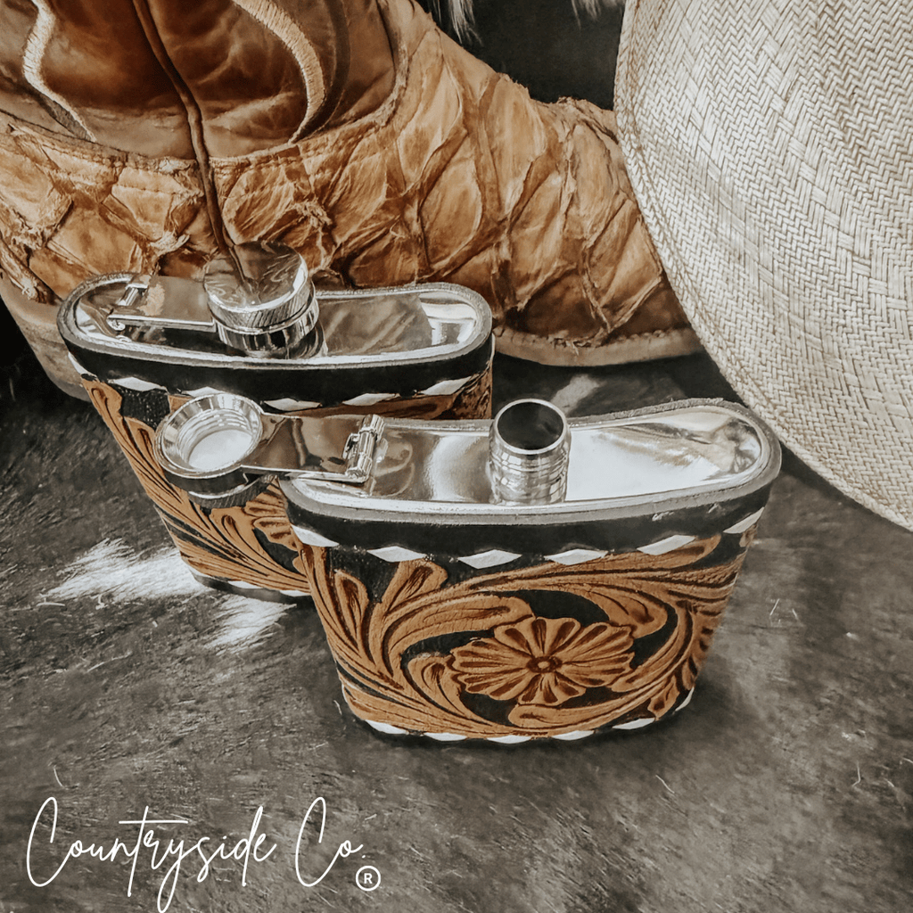 Legend Tooled Leather Flask - Rustic Avenue