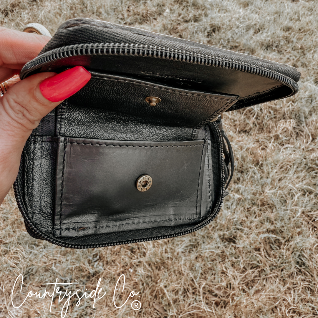 The Sidekick Checkered Mini Wallet Keychain