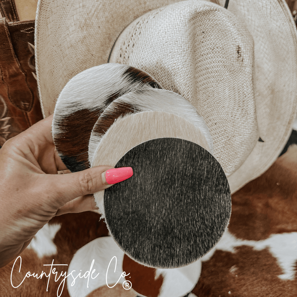 Cowhide Coaster Set - Rustic Avenue