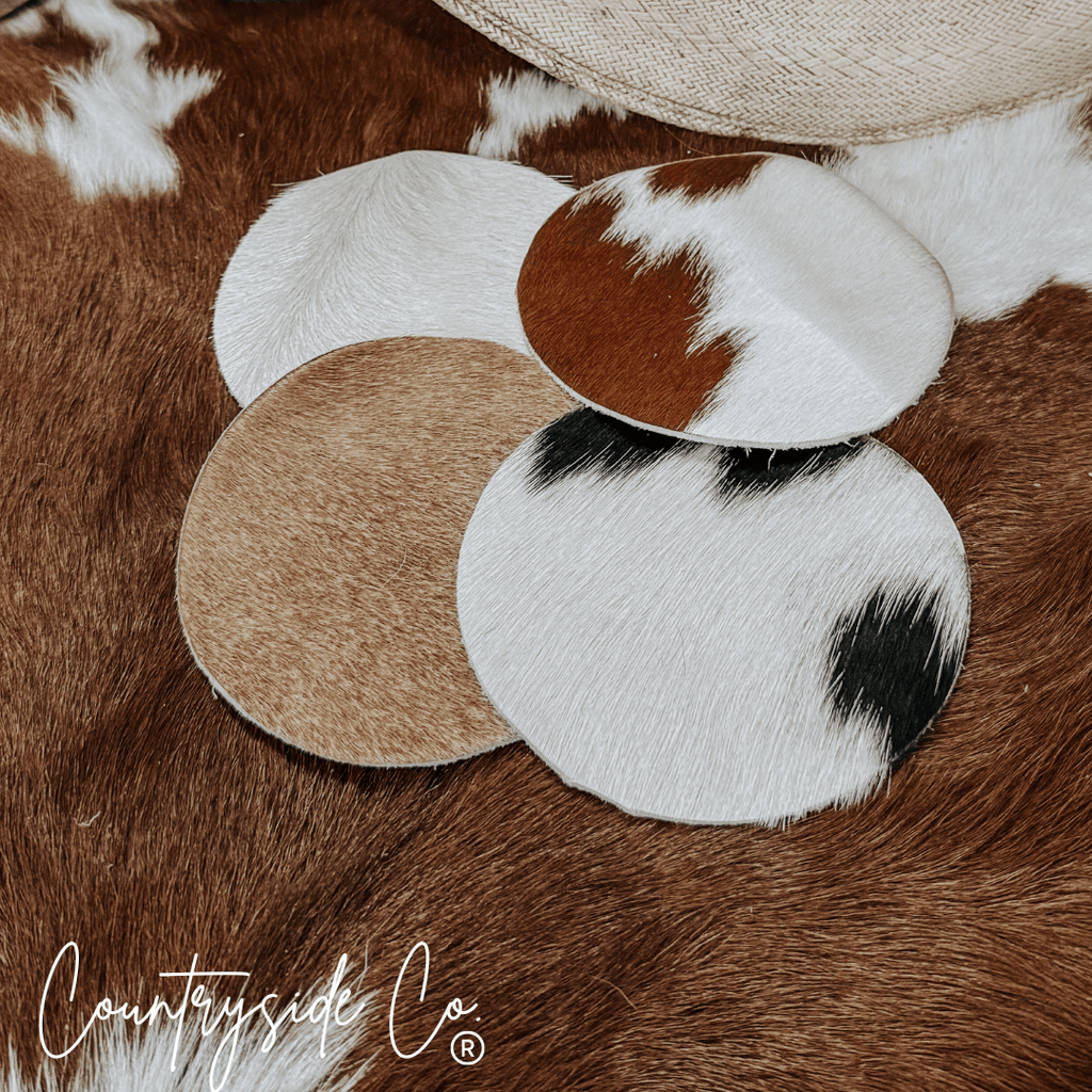 Cowhide Coaster Set - Rustic Avenue