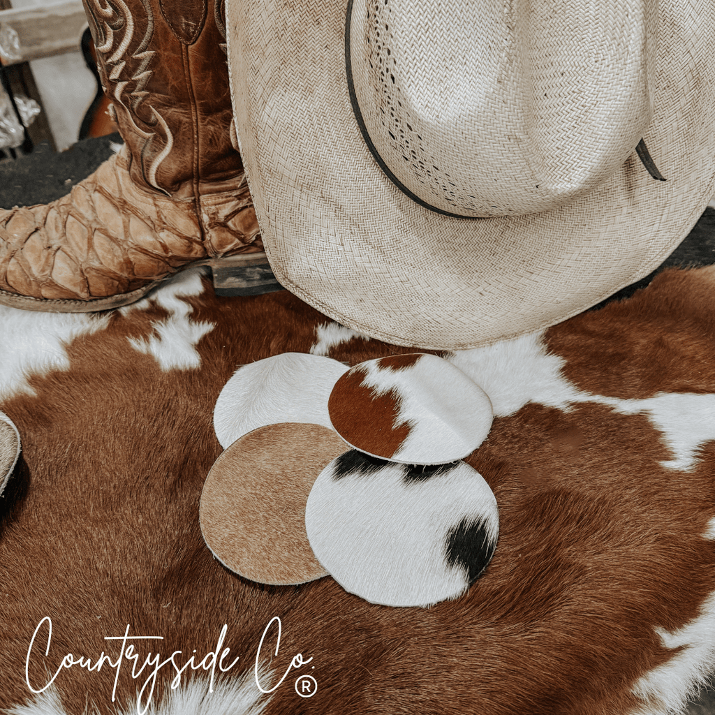 Cowhide Coaster Set - Rustic Avenue