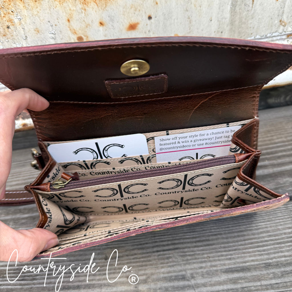 Zadie Checkered Tooled Leather Wallet