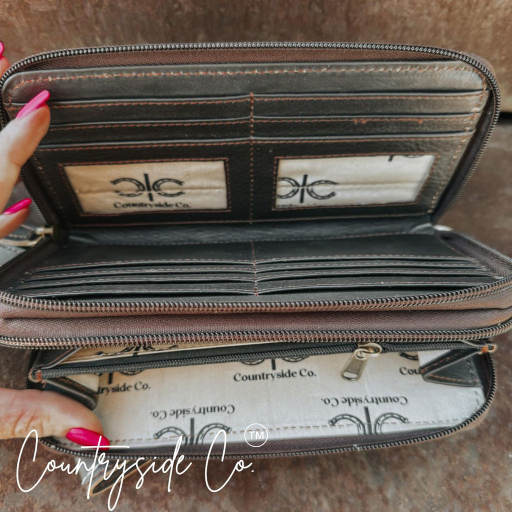 Boot Stitch Leather Wallet Wristlet