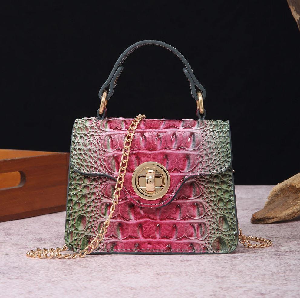 Crocodile Print Leather Handbag | Luxury Handcrafted with Locking Flap - Rustic Avenue