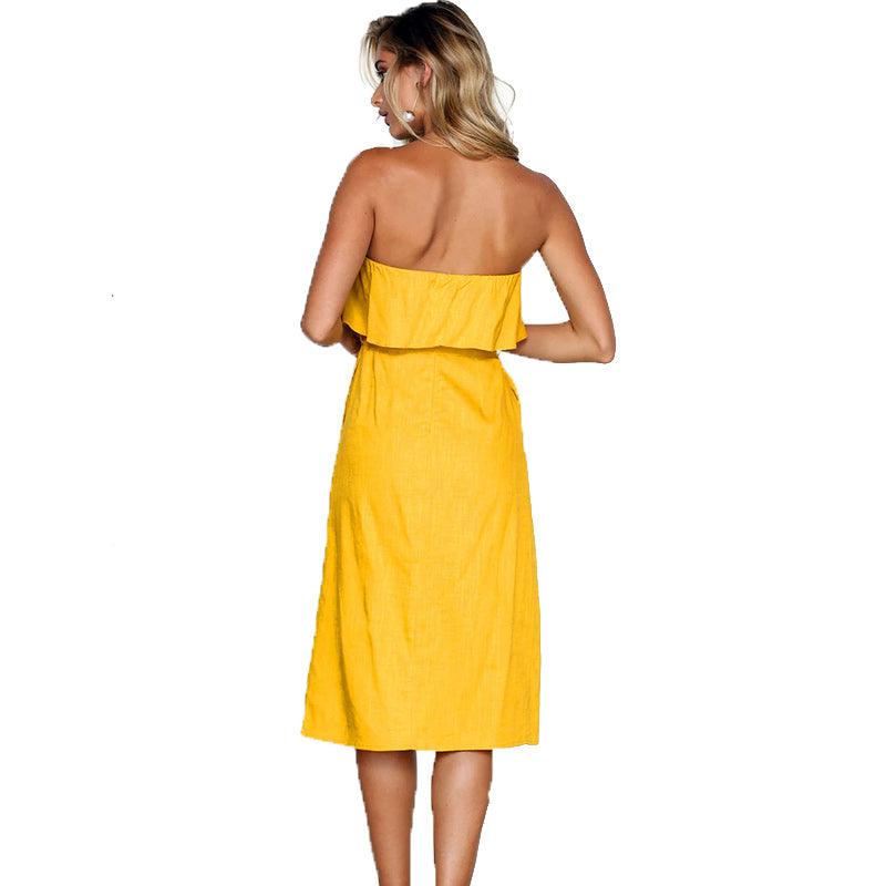 Summer Sun Strapless Button - Down Dress - Rustic Avenue