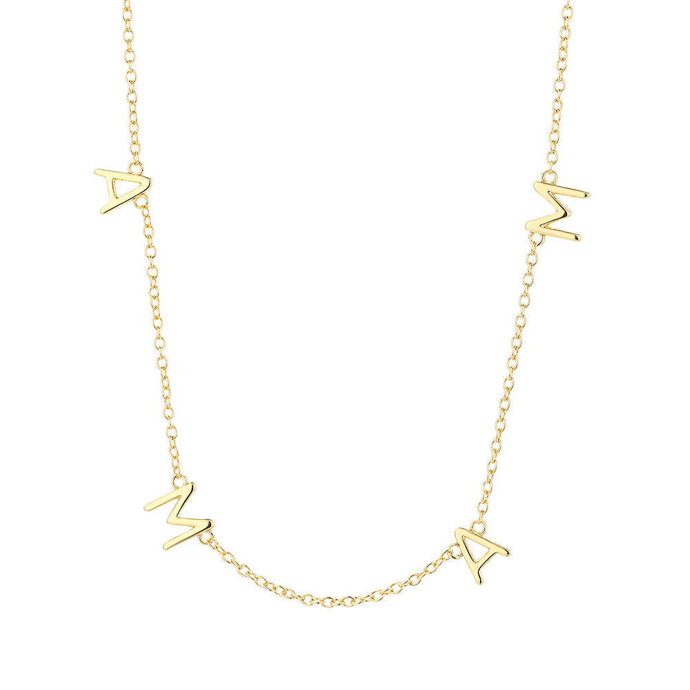 14K Gold Mama Bib Necklace - 14"