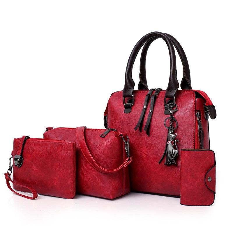 Vintage Leather 4 - Piece Messenger Bag Set | Luxury Leather Tote, Clutch & Wallet Set - Rustic Avenue