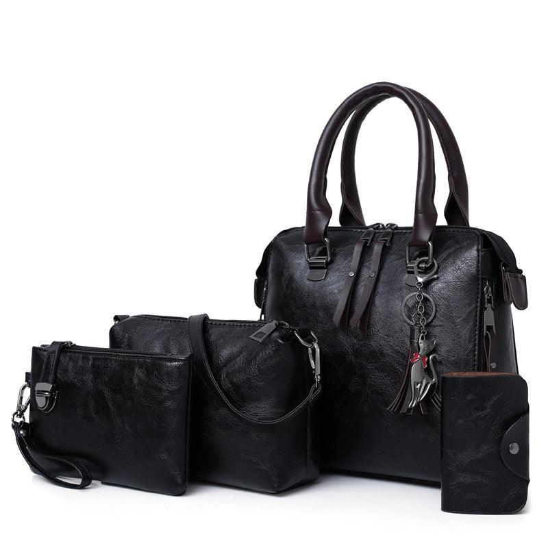 Vintage Leather 4 - Piece Messenger Bag Set | Luxury Leather Tote, Clutch & Wallet Set - Rustic Avenue