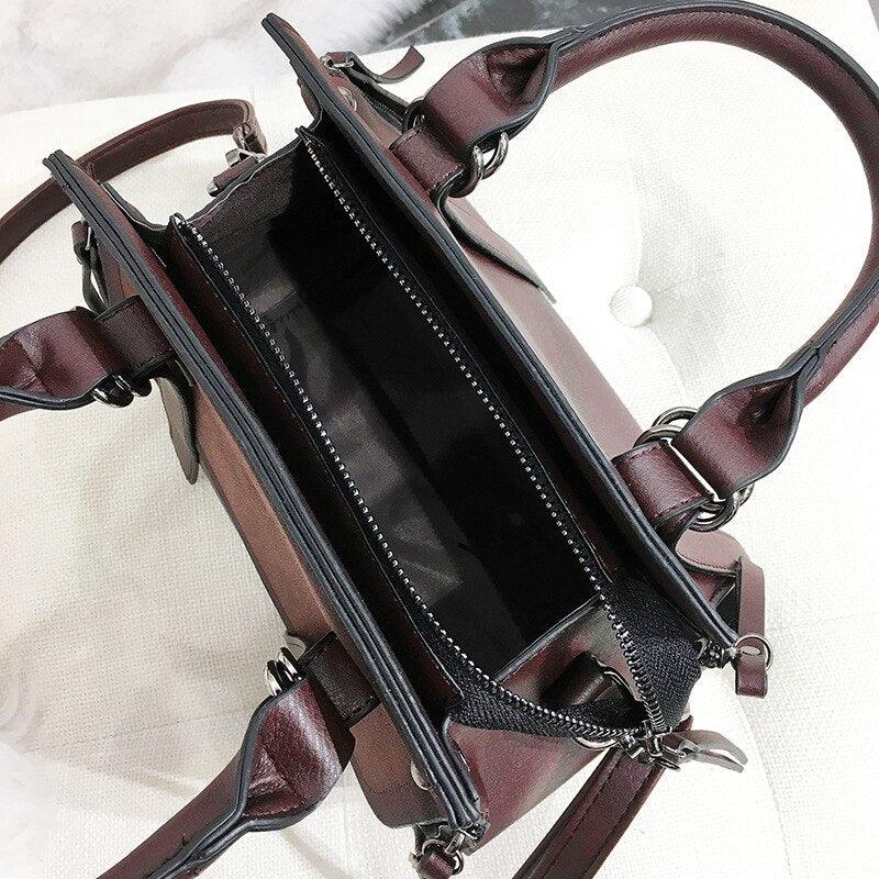 Vintage Leather Handbag Shoulder Bag | Luxury Handcrafted with Zipper Closure - Rustic Avenue