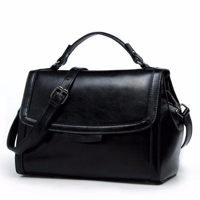 Luxury Genuine Leather Fashion Handbag for Cowgirls - Premium Black & Retro Brown - Rustic Avenue