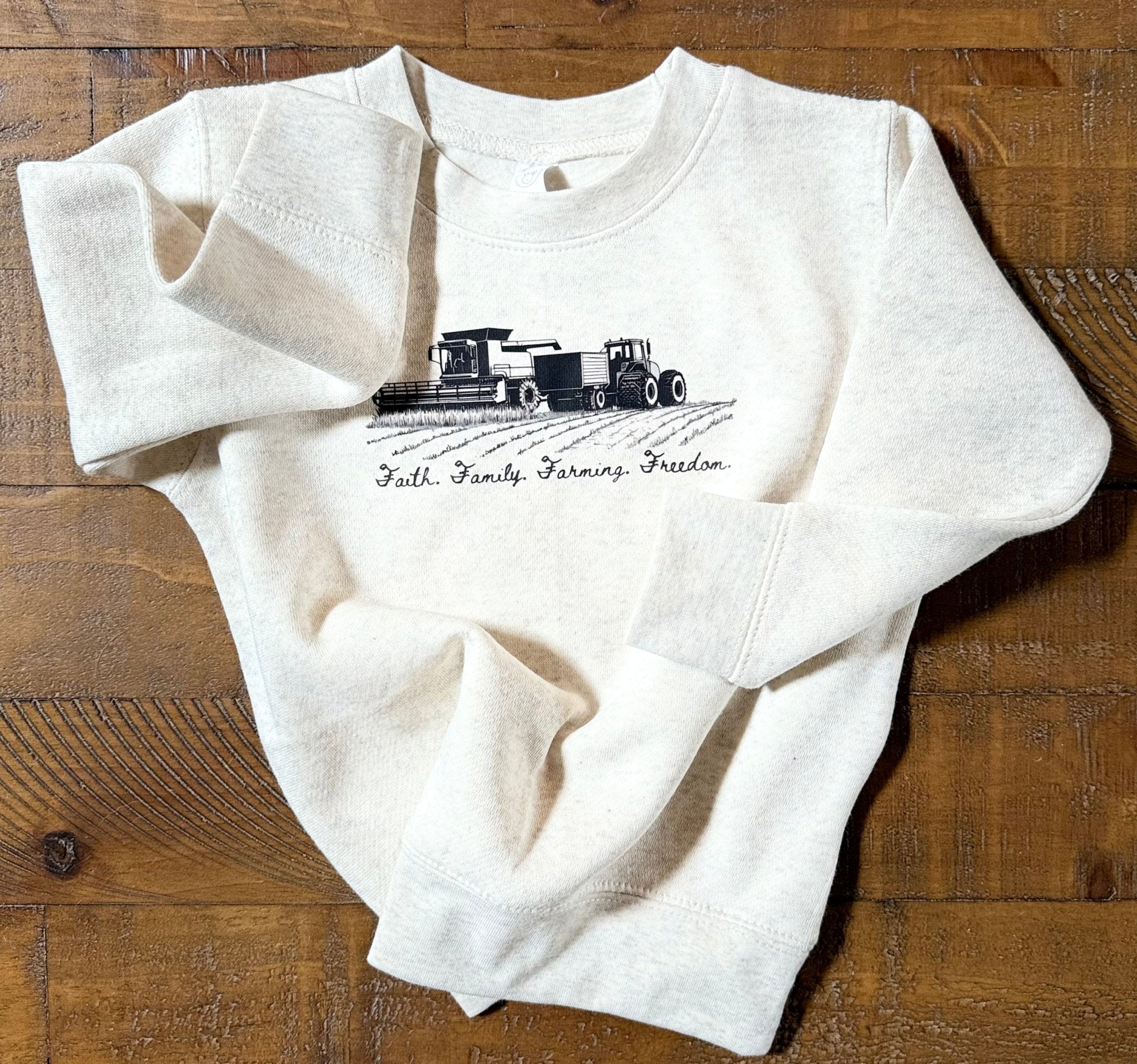 Toddler / Youth Faith • Family • Farming • Freedom Graphic Crewneck - Rustic Avenue