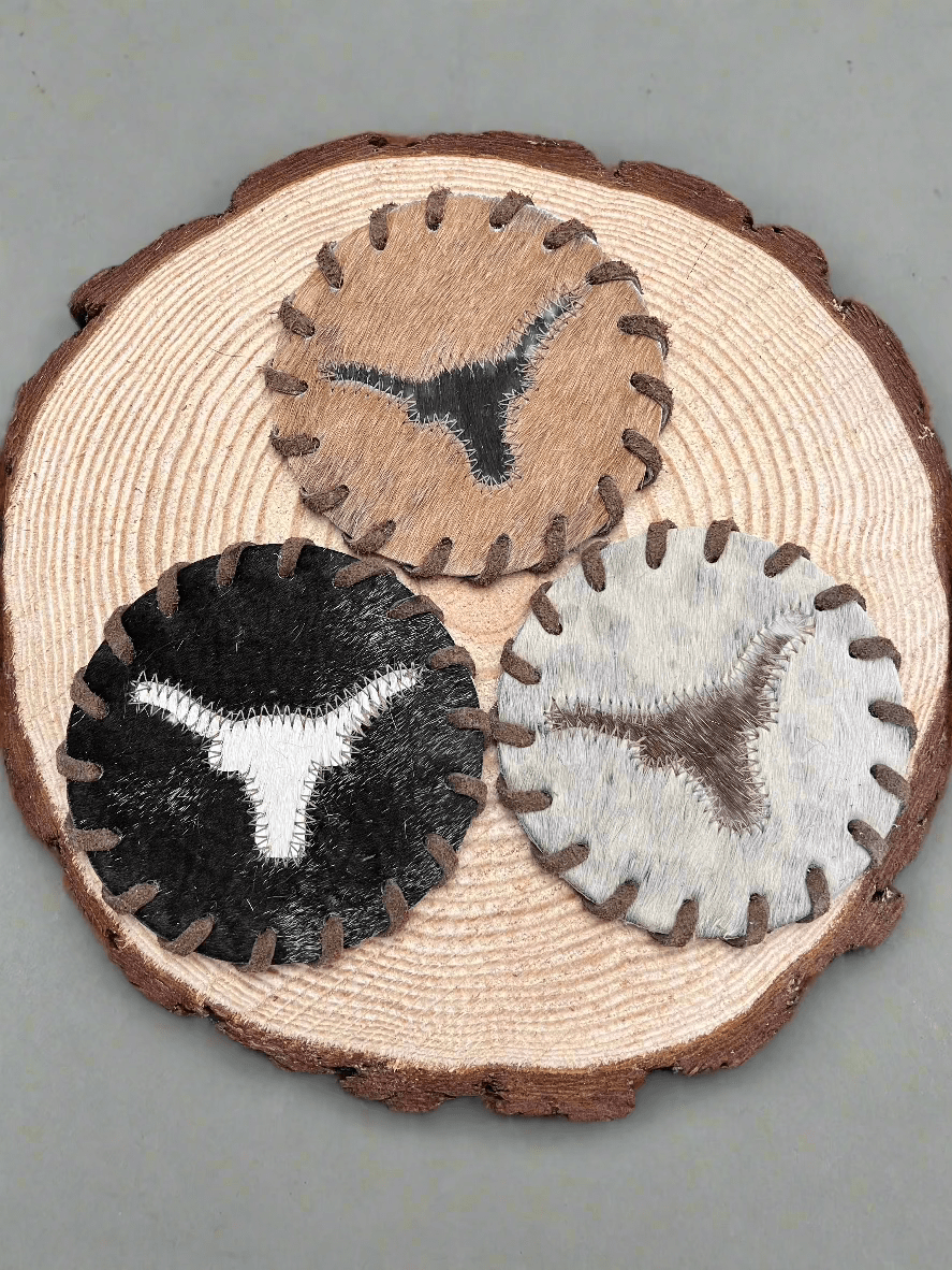 Longhorn Cowhide Coasters with Laced Border - Rustic Avenue