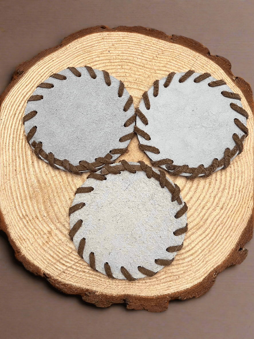 Horse Shoe Cowhide Coasters with Laced Border - Rustic Avenue