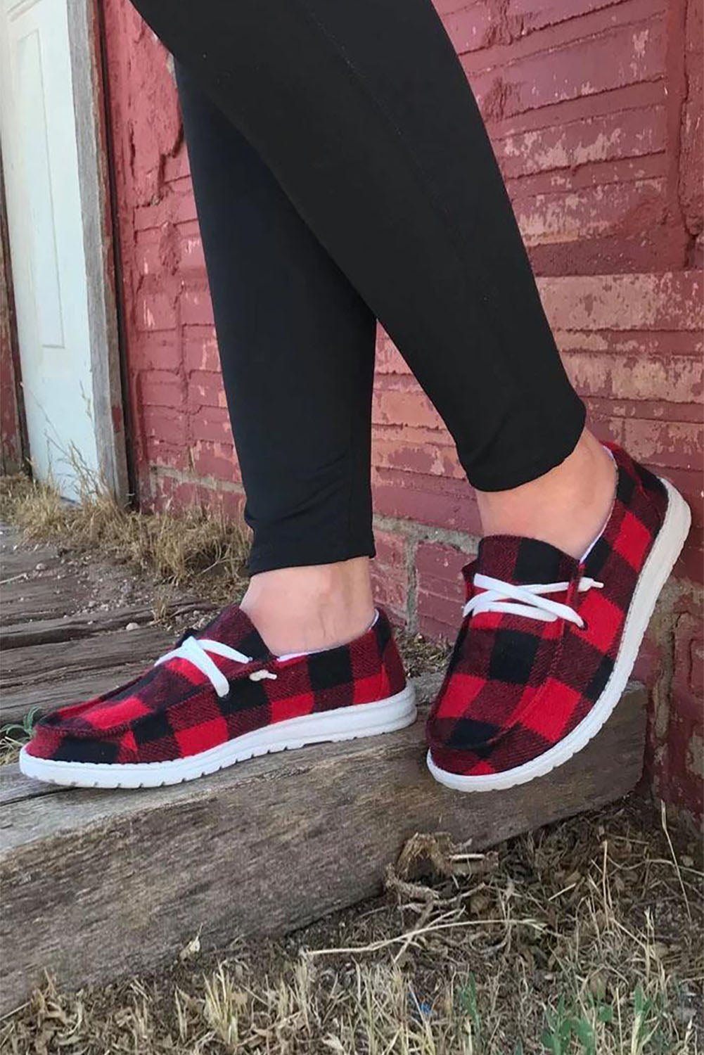 Kara Vintage Plaid Lace Up Flat Shoes - Rustic Avenue