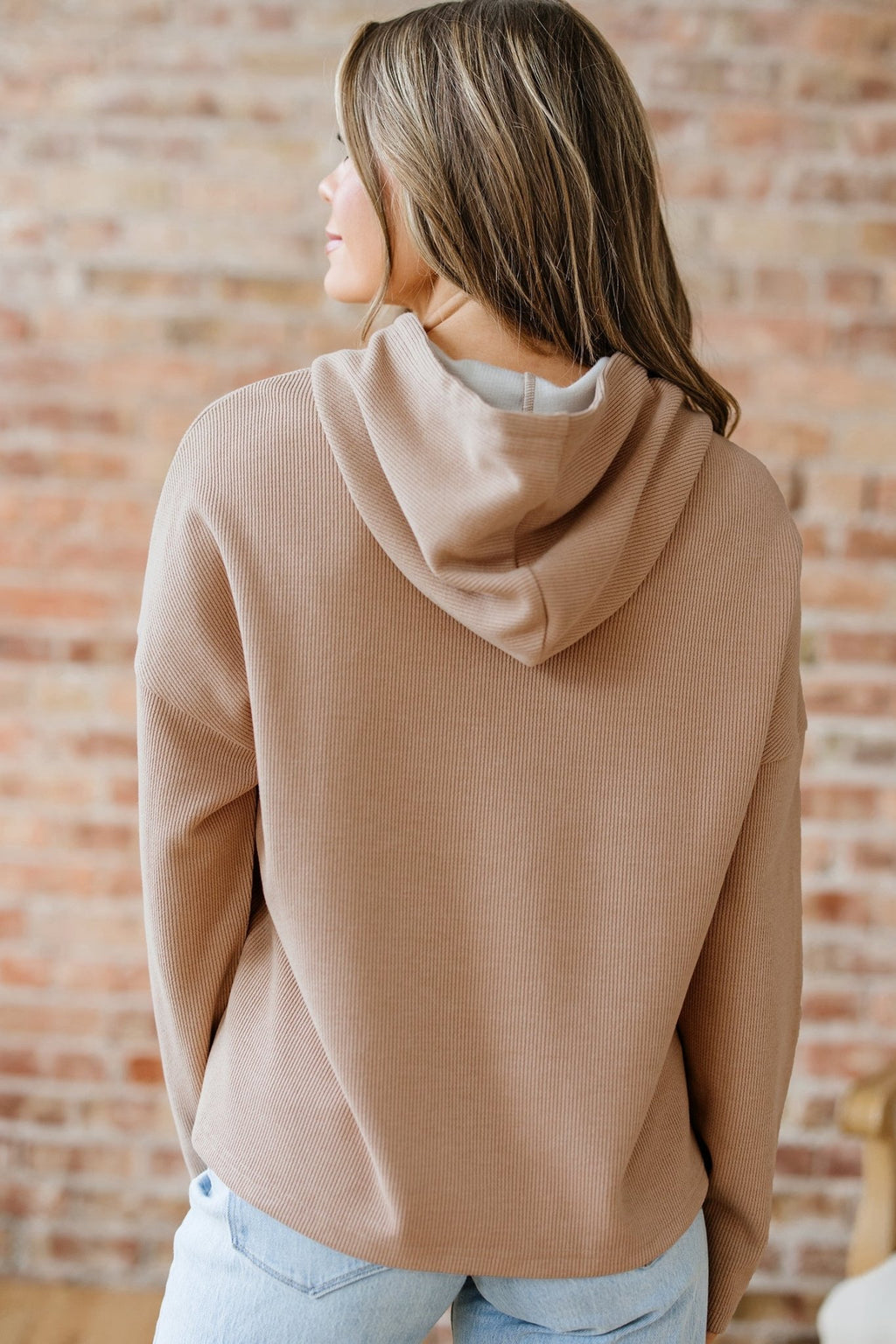 Elodie Textured Drawstring Baggy Hoodie - Rustic Avenue