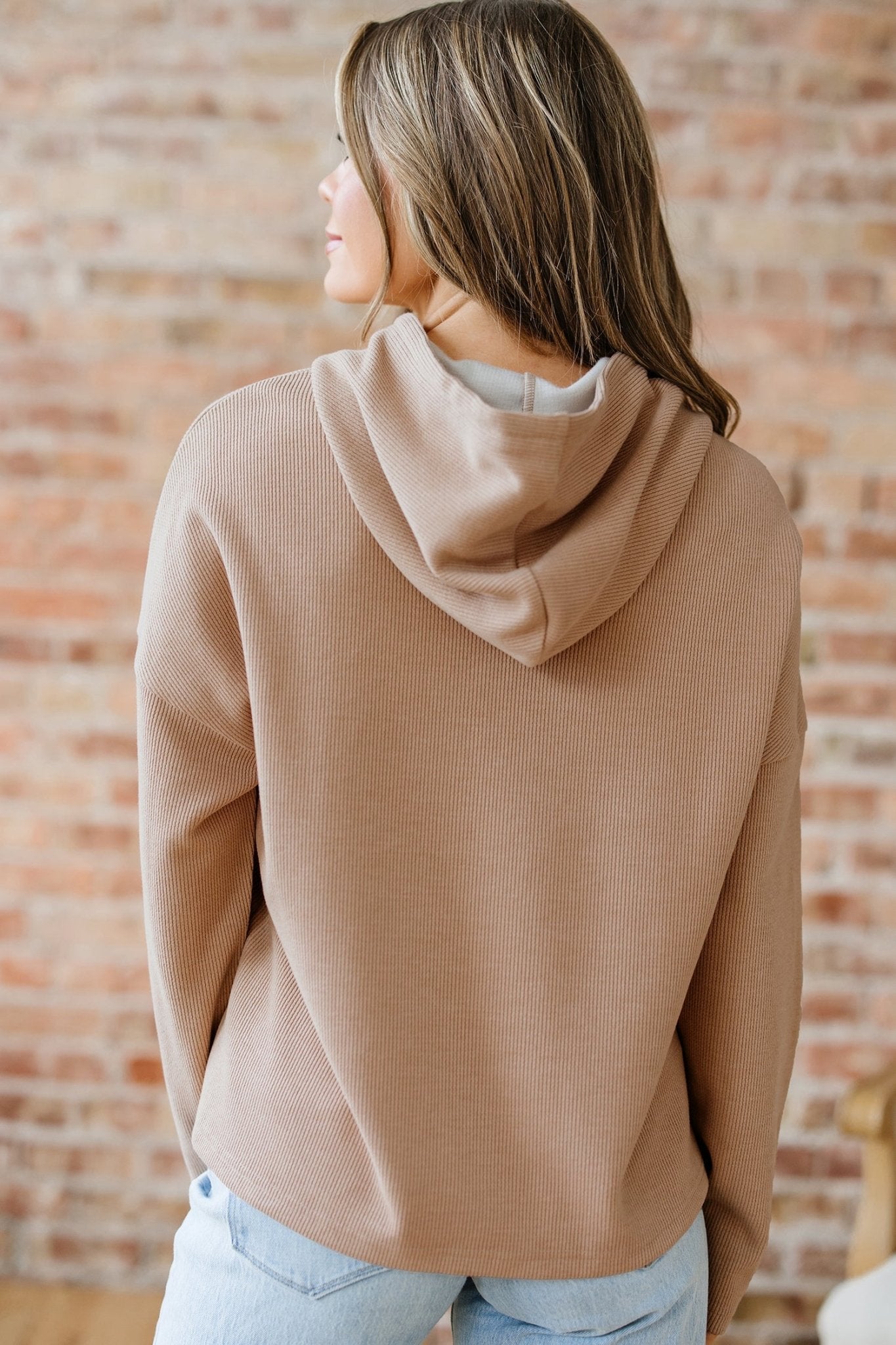 Elodie Textured Drawstring Baggy Hoodie - Rustic Avenue