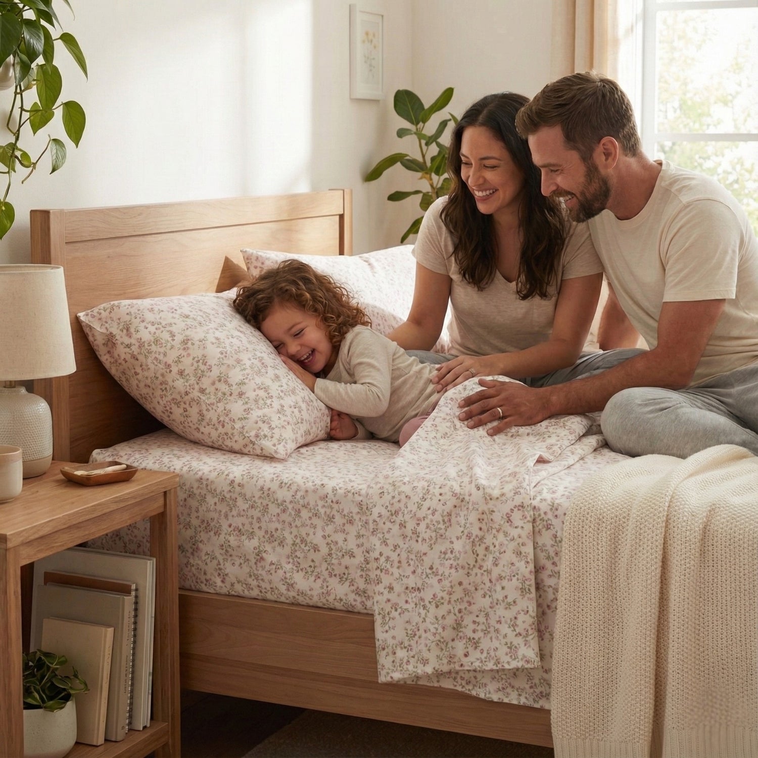 DaDa Bedding Collection Romantic Coquette Sheet Set - 100% Cotton [ Poplin Cotton ] Floral Fitted & Flat Sheets with Pillowcases - Deep Pocket Design - Soft, Breathable, Wrinkle - Resistant - Rustic Avenue