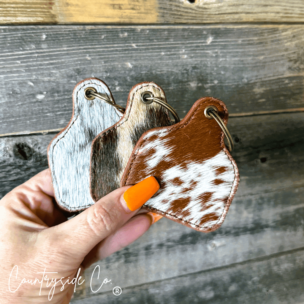 Cowhide Cowtag Keychain - Rustic Avenue