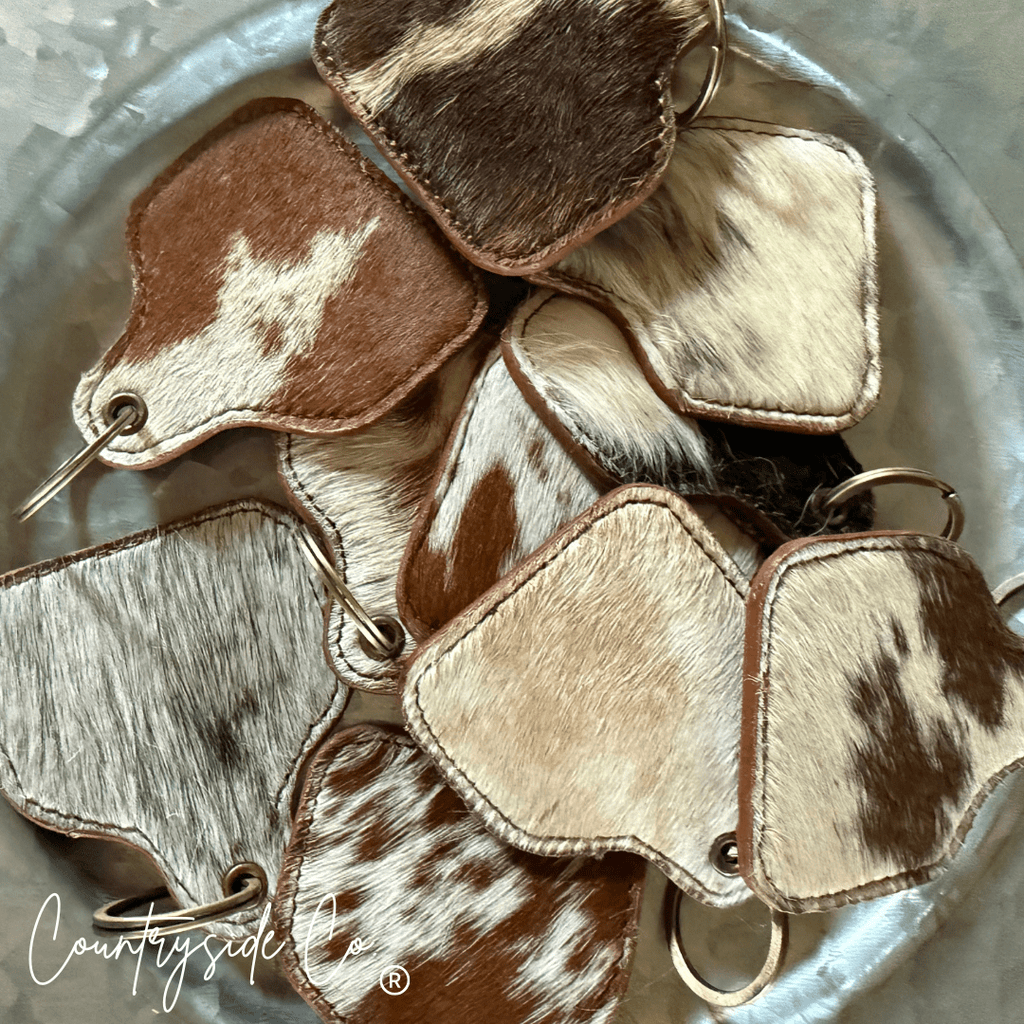 Cowhide Cowtag Keychain - Rustic Avenue