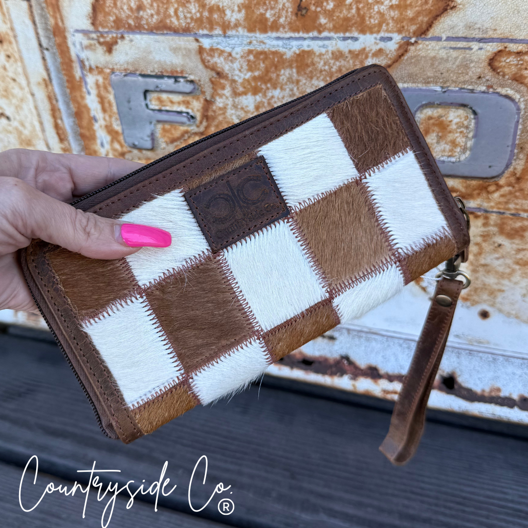 Stockdale Checkered Cowhide Wallet
