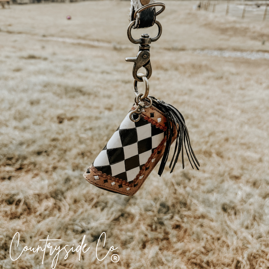 The Sidekick Checkered Mini Wallet Keychain