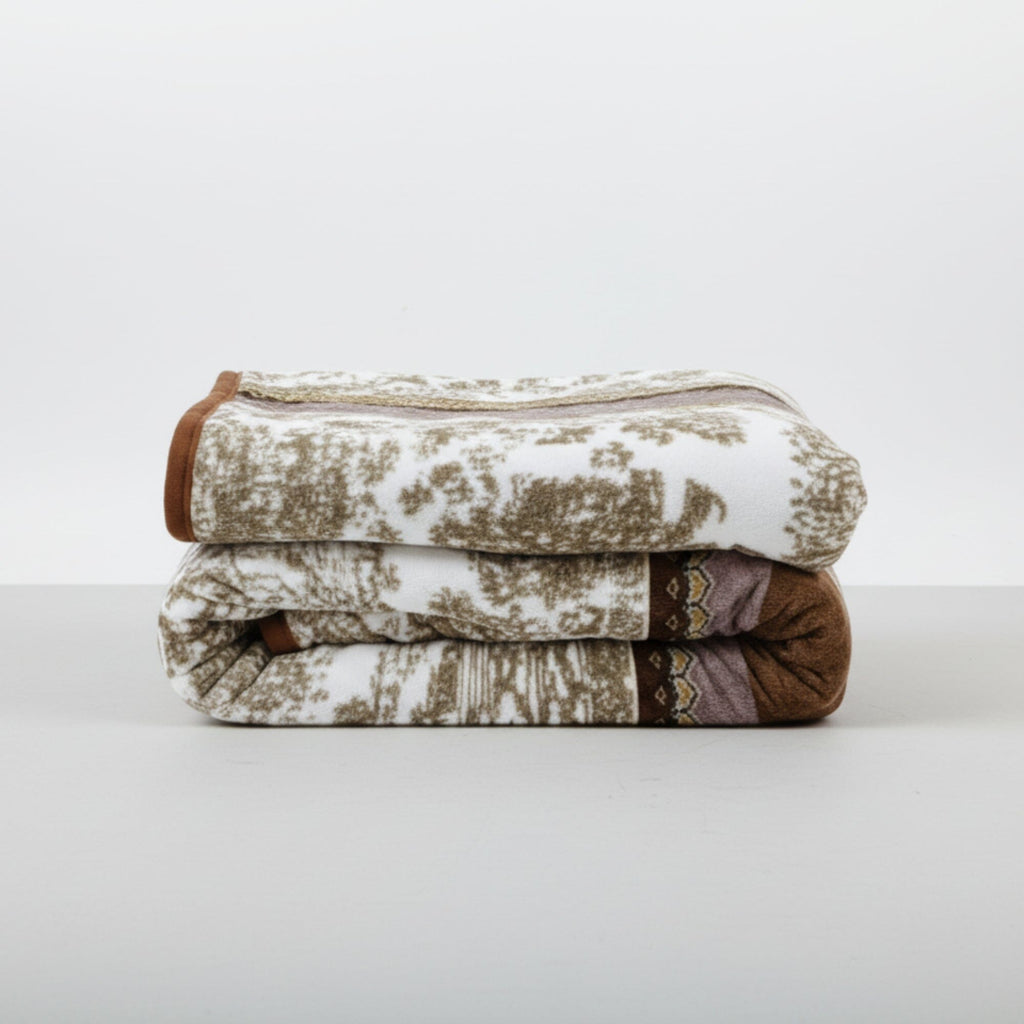 DaDa Bedding Elegant Twilight Lavender Brown Floral Flannel Mink Fleece Throw Blanket (XY9879) - Rustic Avenue