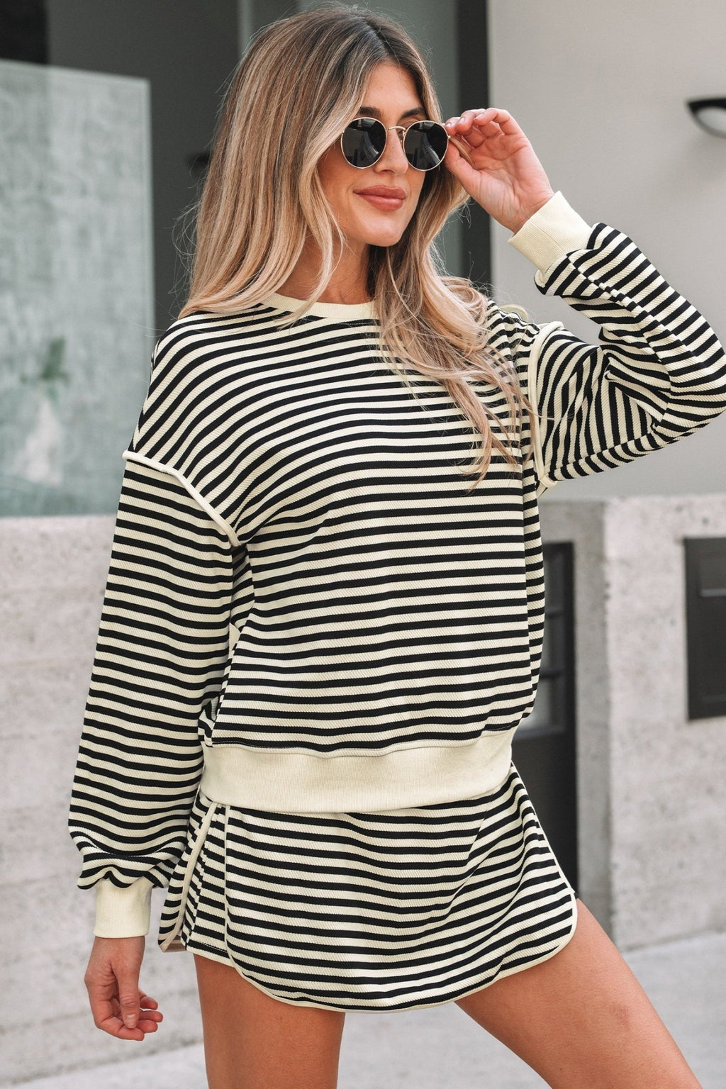 Jessica Drop Shoulder Pullover Top & Skirt Set - Rustic Avenue