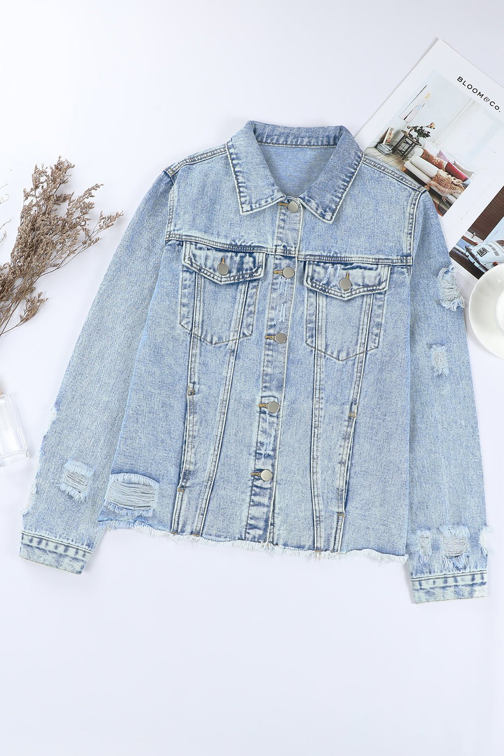 Sofibelle Distressed Raw Hem Jacket - Rustic Avenue