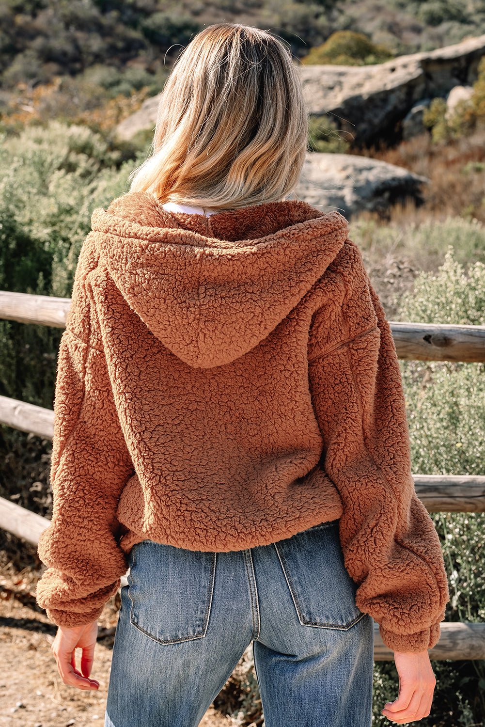 Bethany Up Hooded Sherpa Jacket - Rustic Avenue