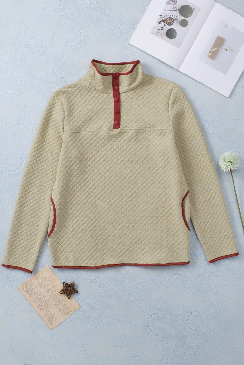 Maisie Binding Snap Geometric Pullover - Rustic Avenue