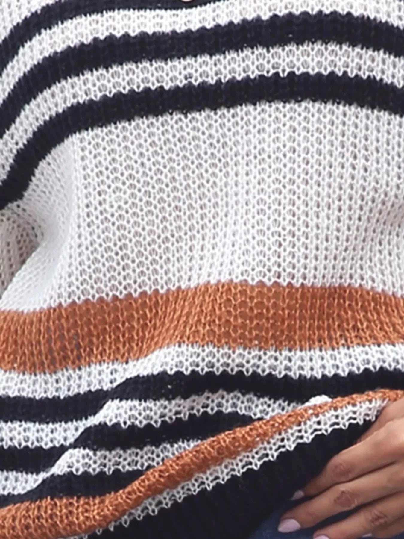 Annie Striped Round Neck Knit Sweater