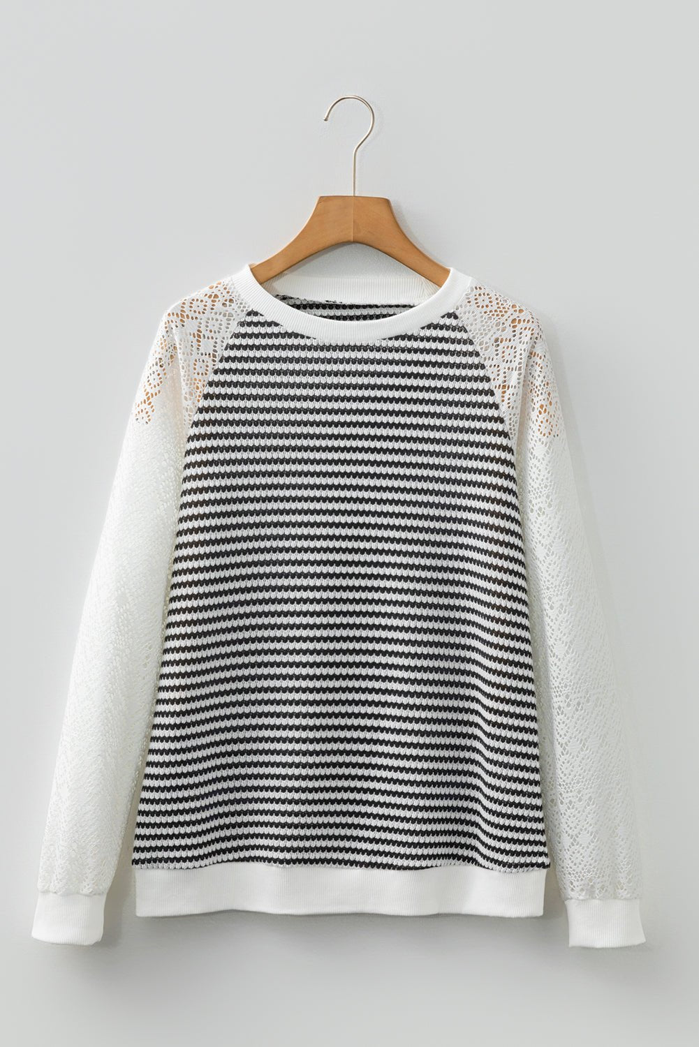 Taylor Hollowed Lace Patchwork Long Sleeve Top - Rustic Avenue