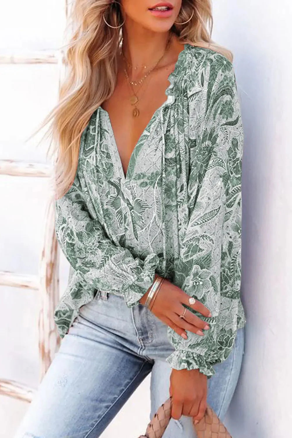 Bethany Floral Flounce Sleeve Blouse