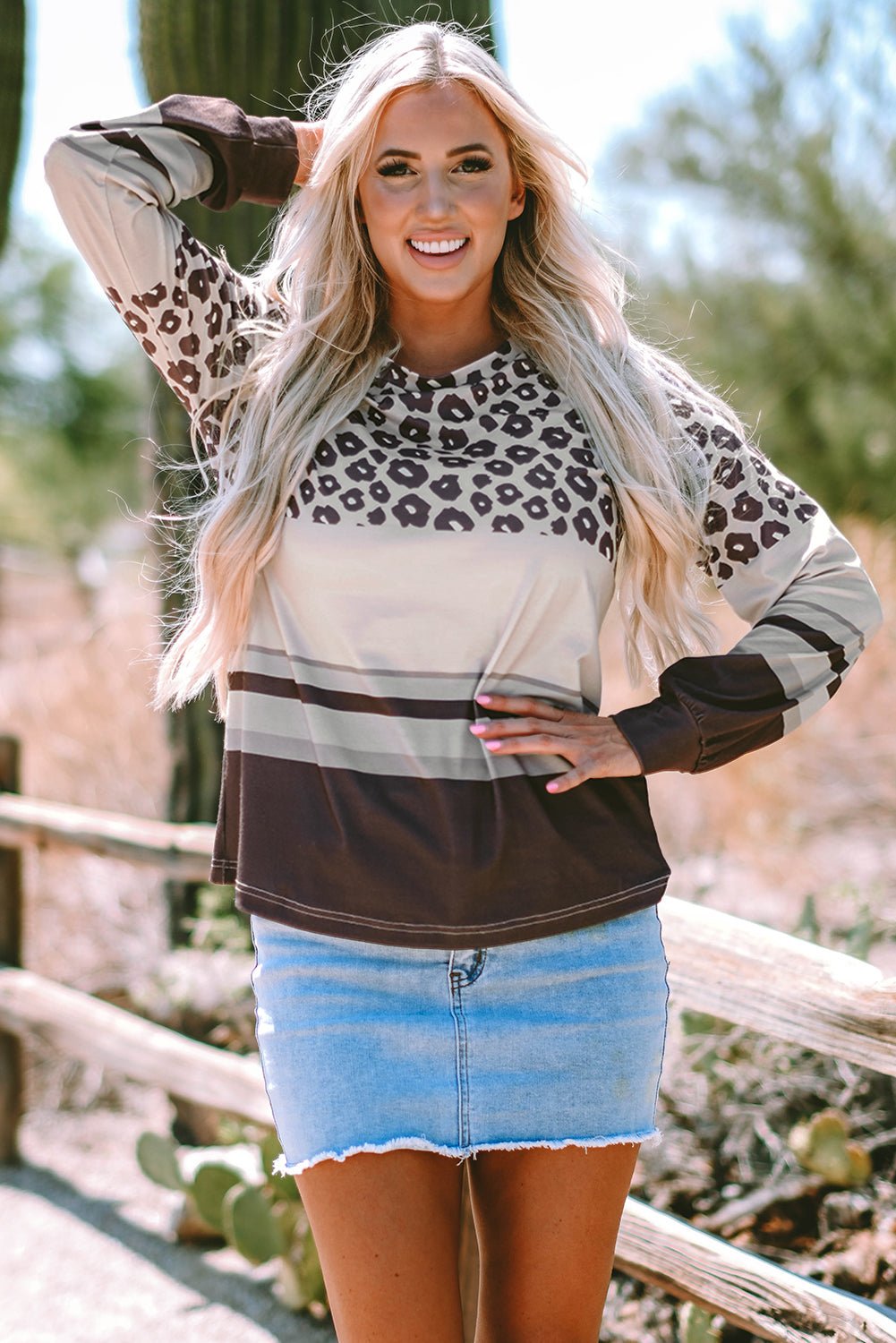Teagan Color Block Crewneck Long Sleeve Top - Rustic Avenue