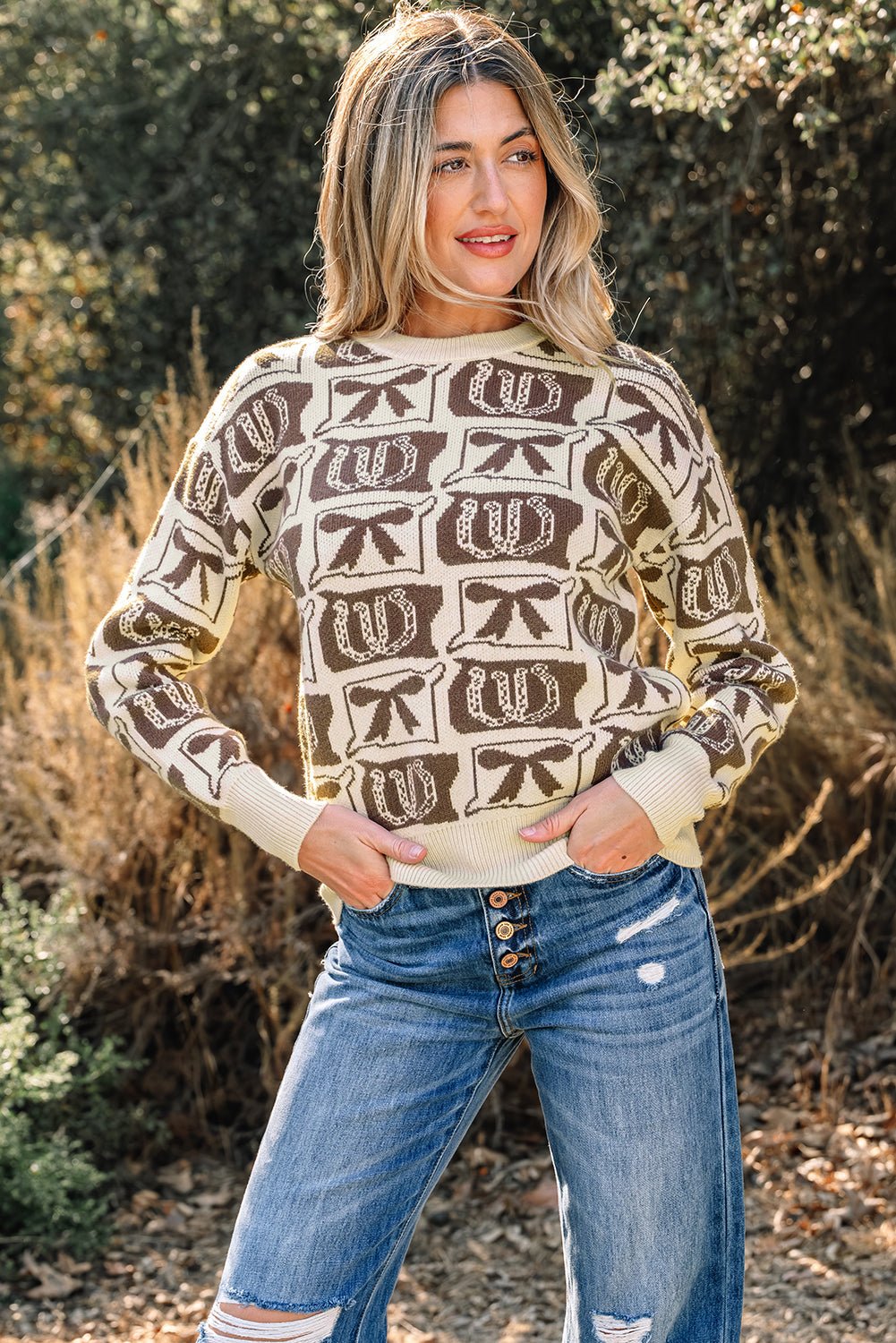 Sofia Western Fashion Print Sweater - Rustic Avenue