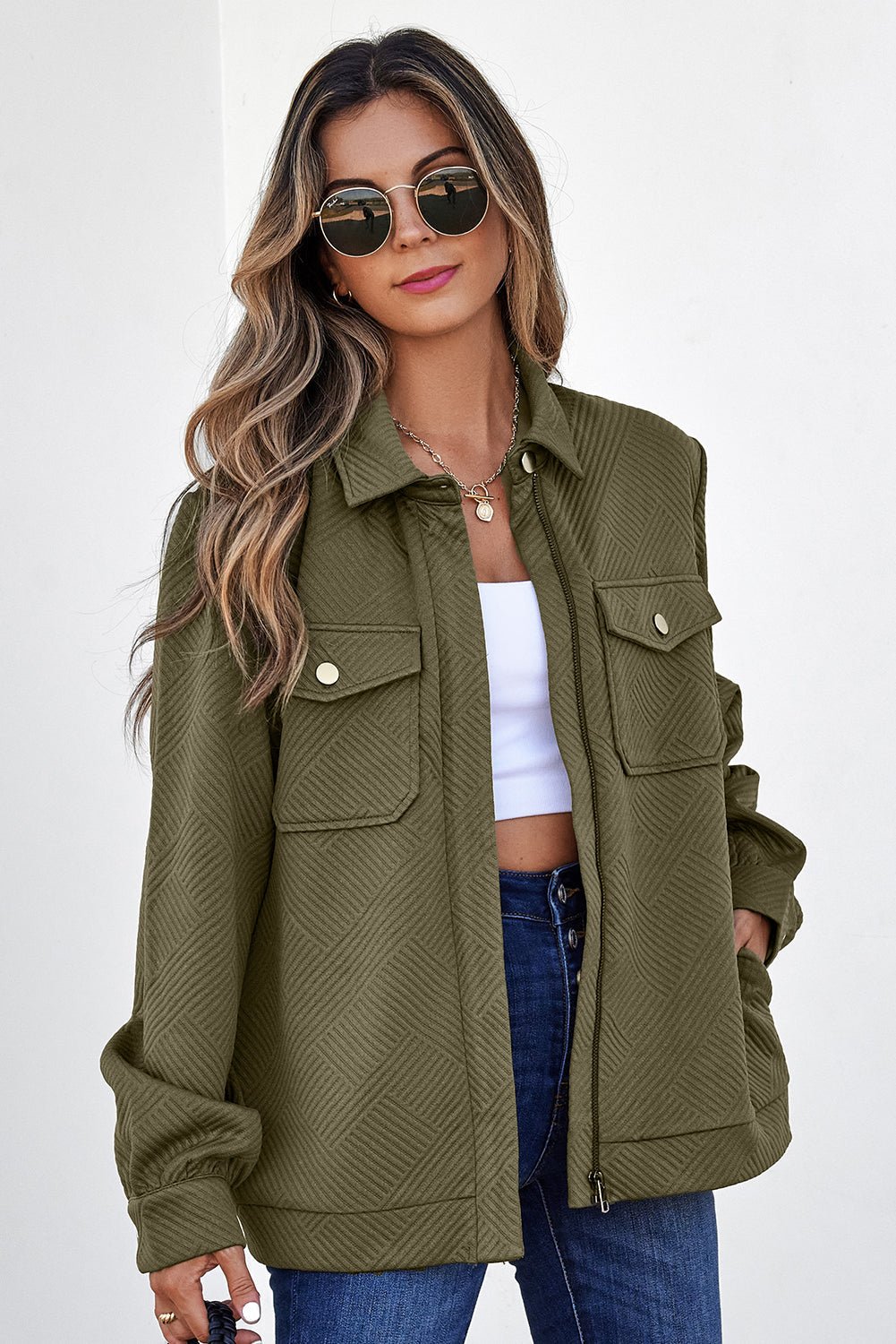 Remi Zip Up Flap Shirt - Rustic Avenue