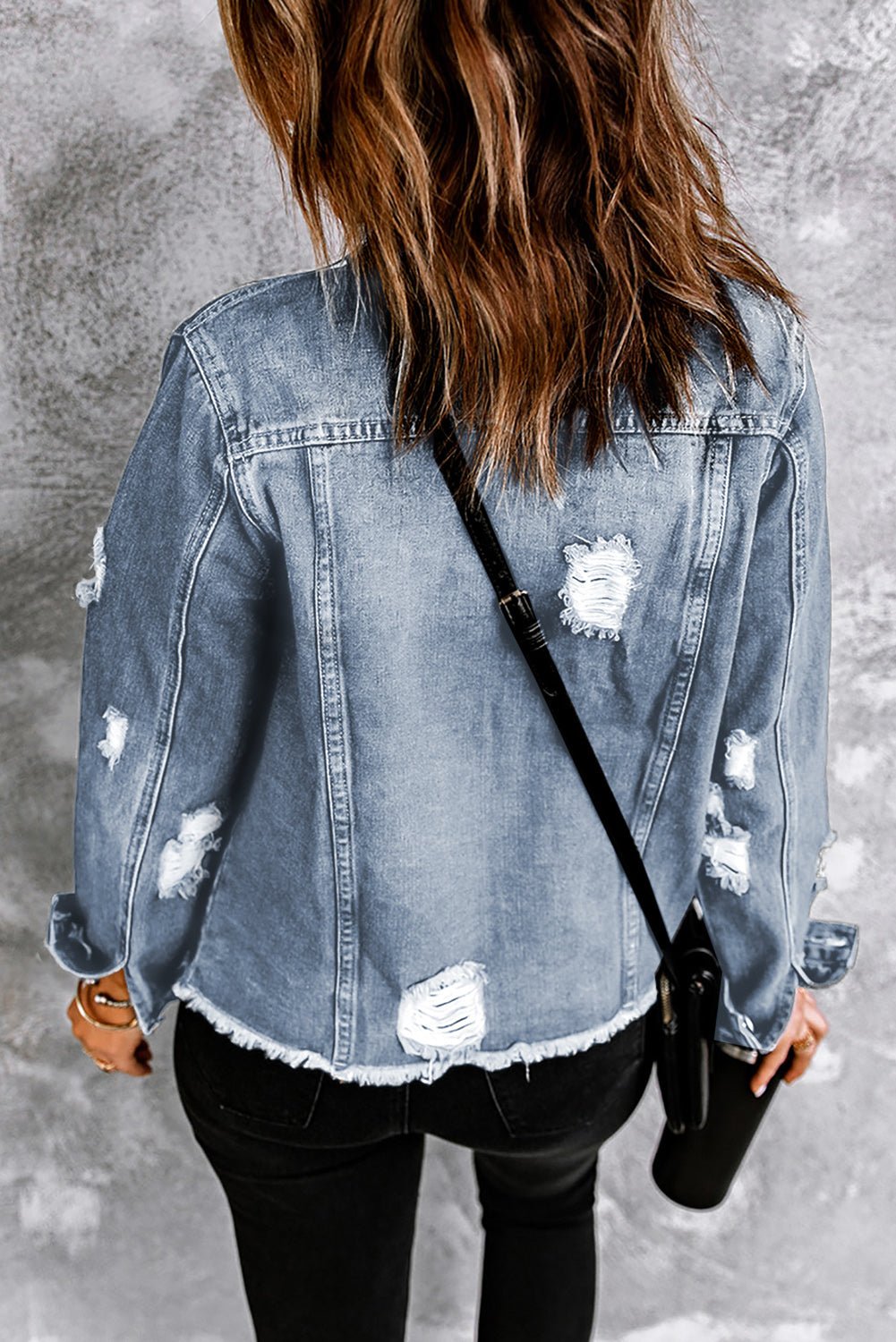 Sofibelle Distressed Raw Hem Jacket - Rustic Avenue