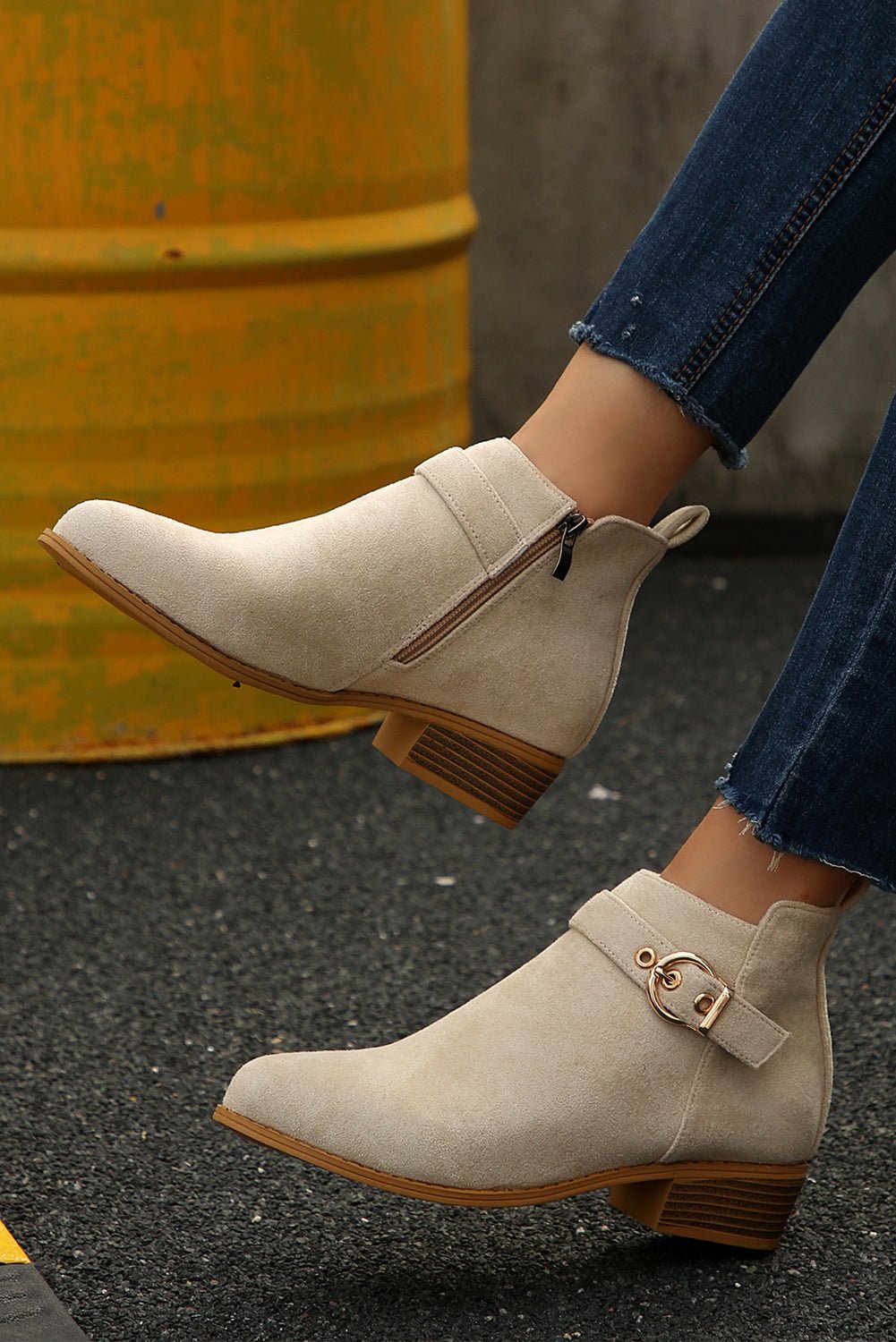 Eleanor Chunky Heel Suede Boots - Rustic Avenue