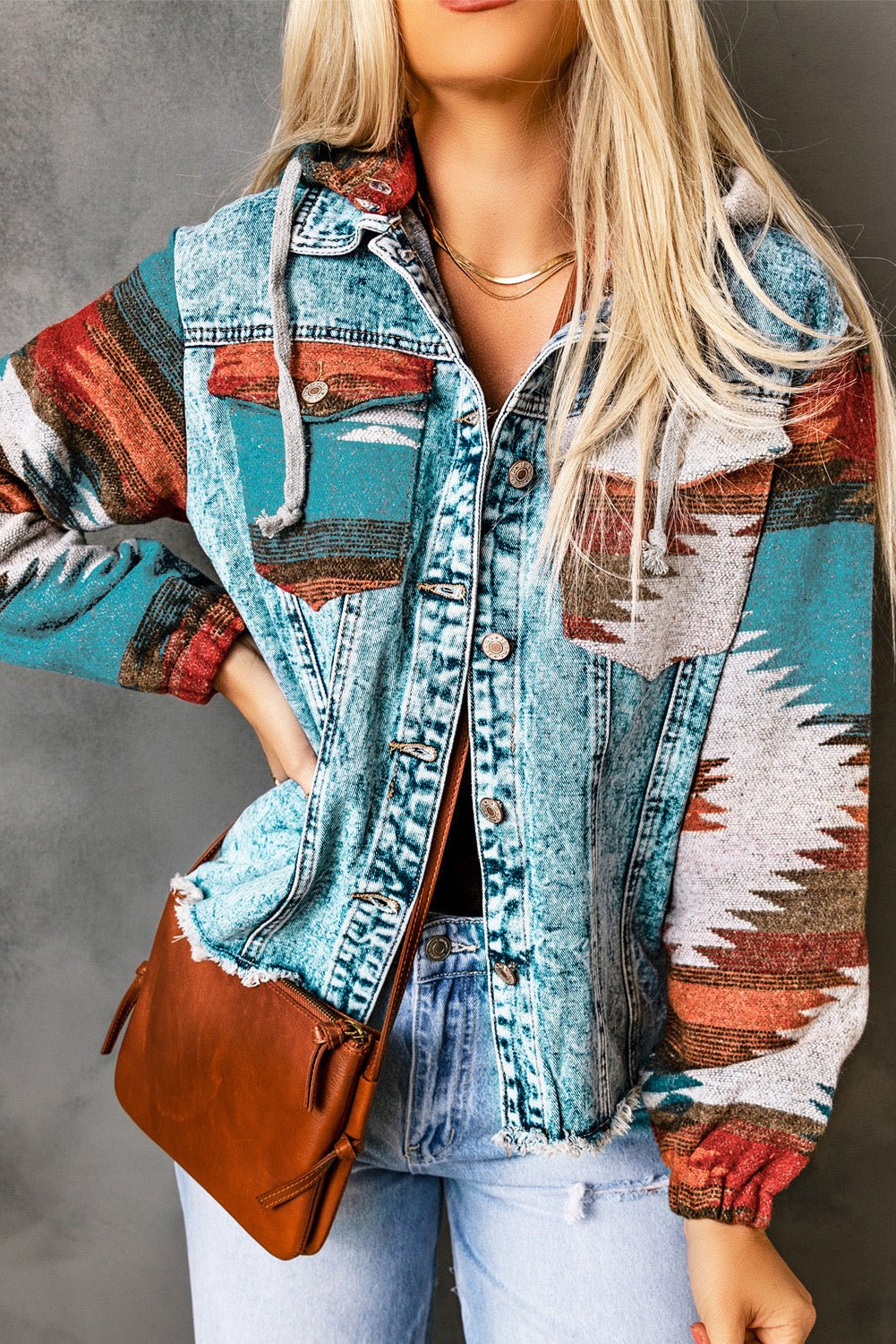 Emily Print Frayed Hem Jacket - Rustic Avenue