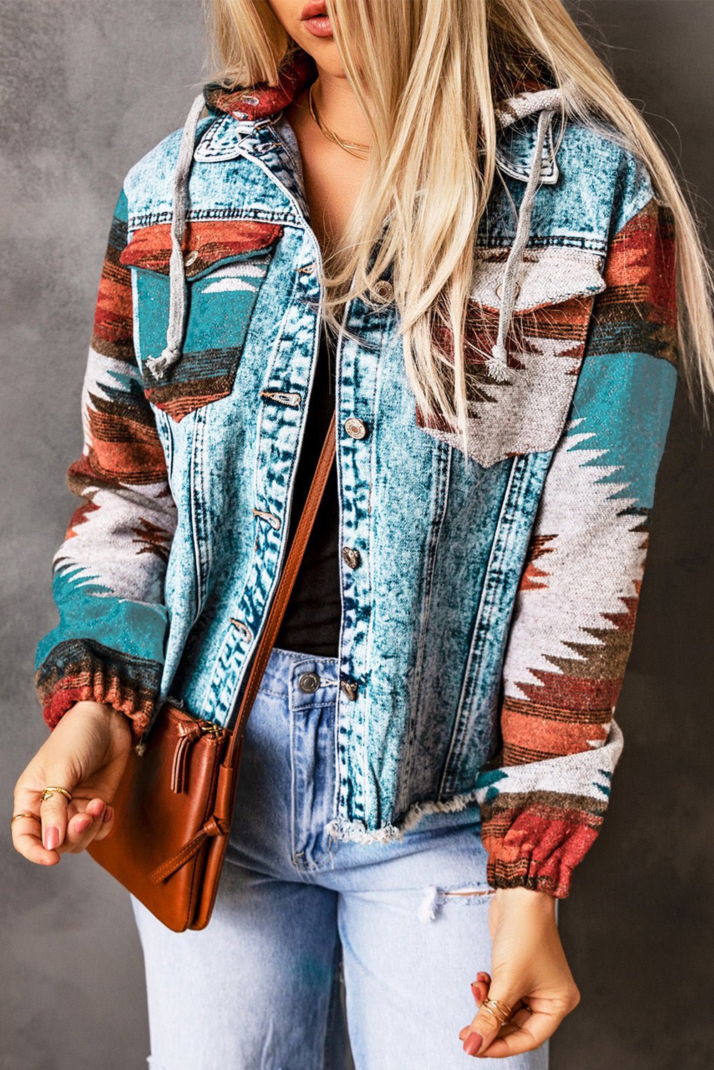 Emily Print Frayed Hem Jacket - Rustic Avenue