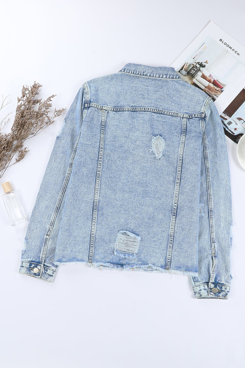 Sofibelle Distressed Raw Hem Jacket - Rustic Avenue