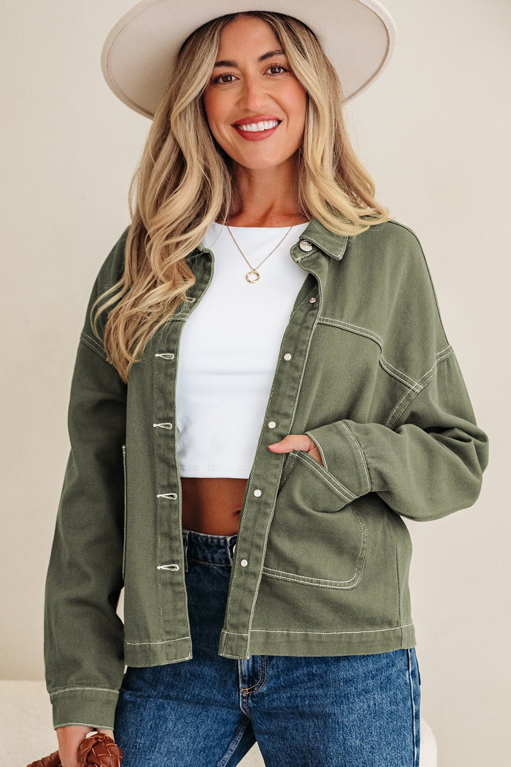 Isabella Collared Front Boyfriend Jacket - Rustic Avenue