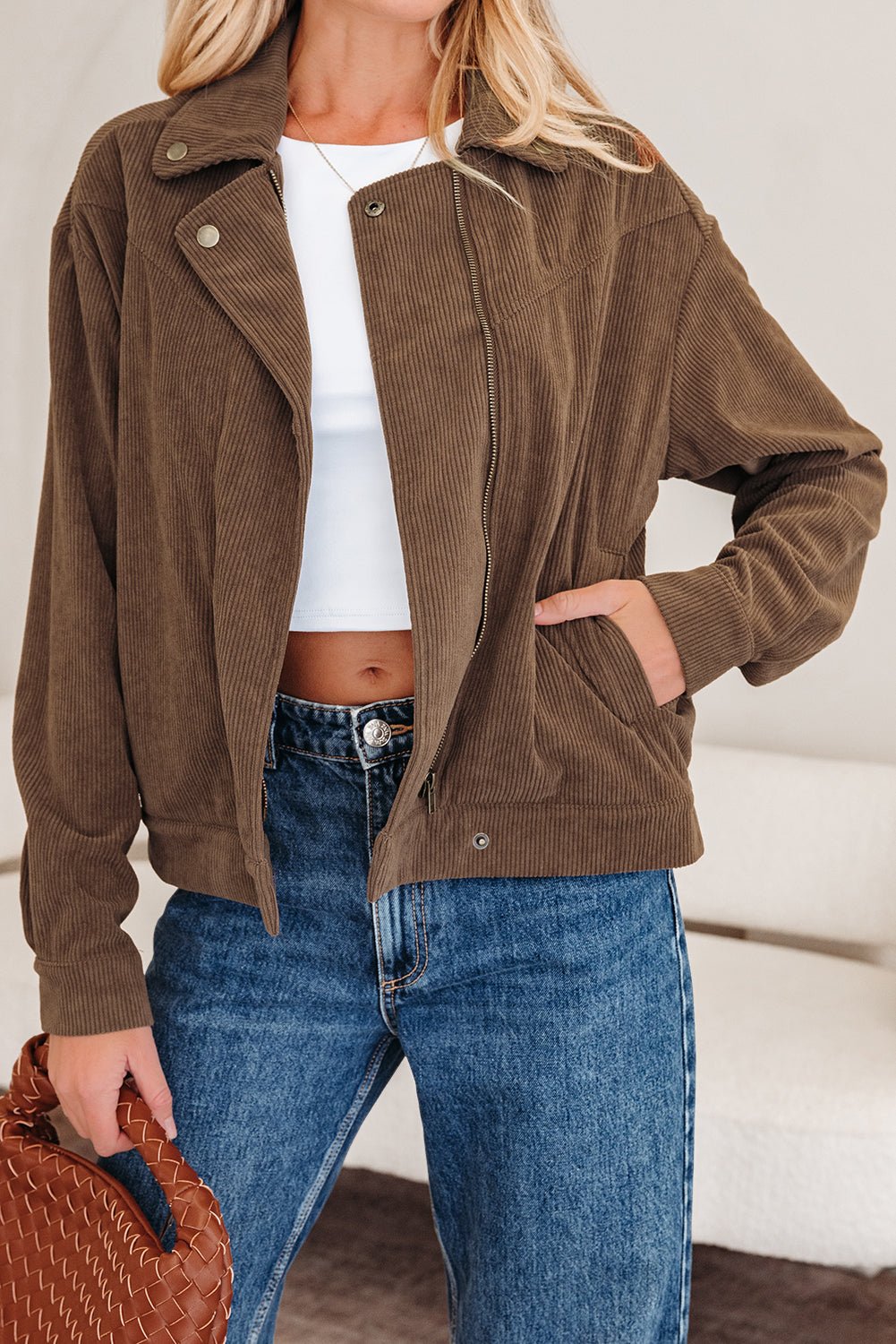Catherine Lapel Collar Corduroy Jacket - Rustic Avenue
