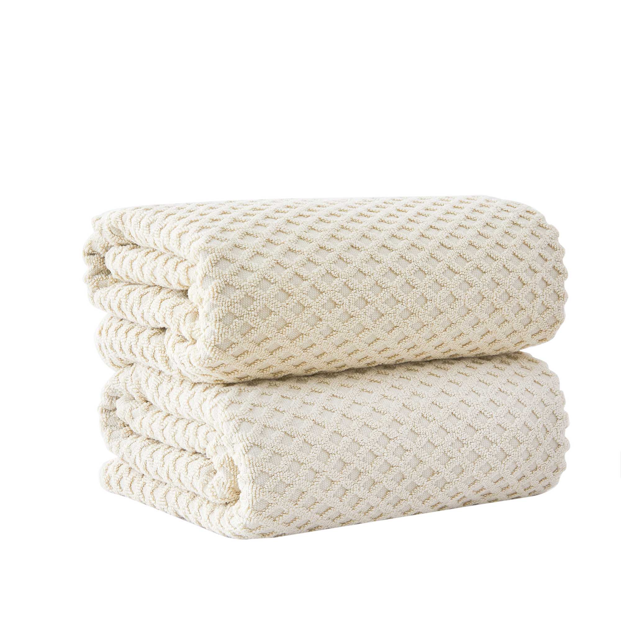 Cotton Diamond Waffle Weave Bath Towel Set - Grayson Collection - Rustic Avenue