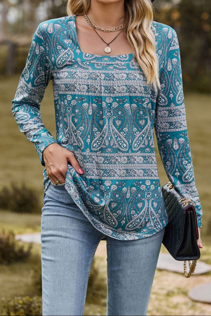 Charlene Square Neck Long Sleeve Blouse